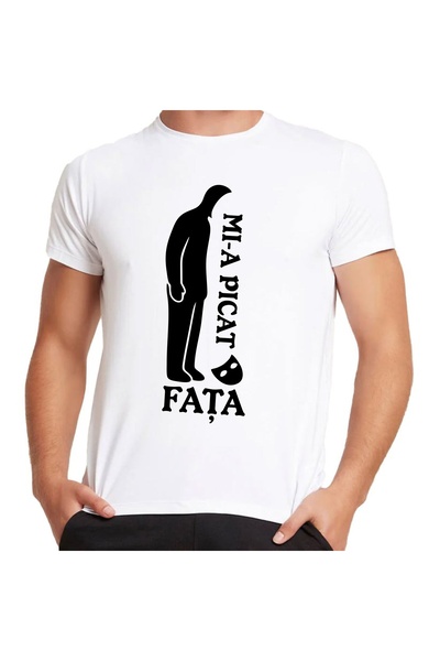 OEM Tricou Alb Unisex funny „Mi-a picat fata” – bumbac 100%, imprimeu rezistent