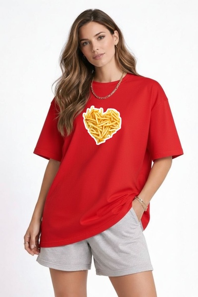 ArtYus Heart Fried Potatoes Printed Unisex T-Shirt