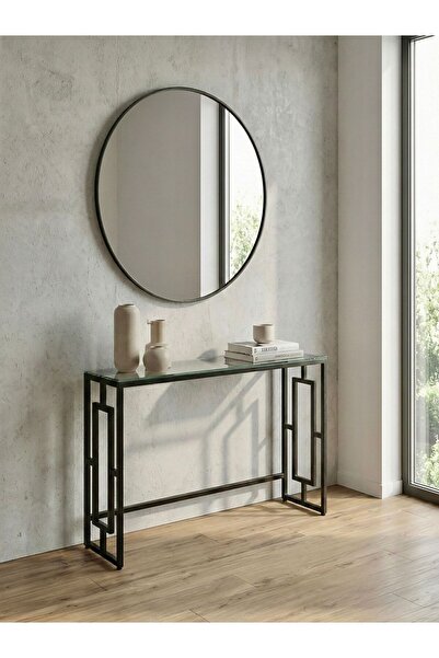TodekHome Zenit Modern Metal Ayaklı Temperli Cam Dresuar- Salon Antre Dekorat...