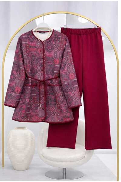 MODA VEDAT Women's Ethnic Pattern Rope Lace-Up Double Set