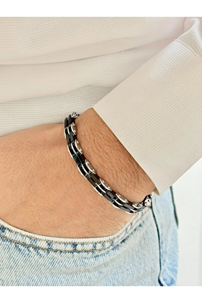 FERRO سوار رجالي من الفولاذ الأسود FRJ10115A-G مع ضمان لمدة عامين لا يسود مع ...