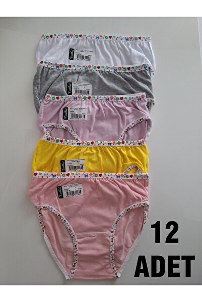 Tutku Kız Çocuk Elastan Hayvan Desenli Bato-Slip-Külot - 12'li - Pamuklu