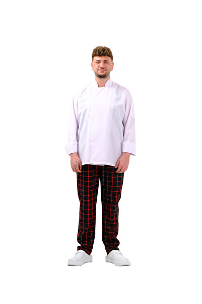 BURAK ALDAY SHOES İŞÇI PANTOLONU ŞEF PANTOLONU Erkek Pütükare Siyah Beyaz Pamuk Polyester