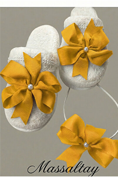 Massaltay Pearl Bow Maternity Slippers and Crown |   Stylish Maternity Set | ...