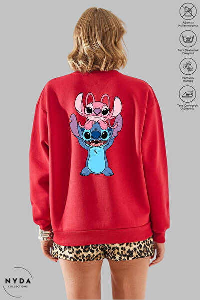 Nyda Collections Unisex Long Sleeve Angel and Stitch Back Printed Crew Neck H...