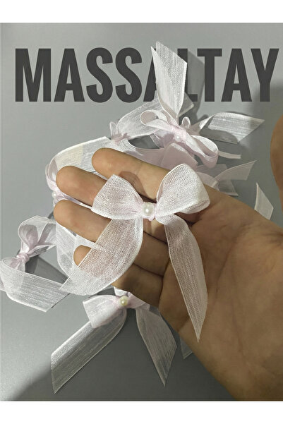 Massaltay Ροζ Περλέ Λινή Κορδέλα Φιόγκος 15 τεμάχια |   Χειροποίητο |   Μαλλι...