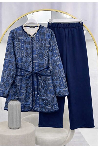 MODA VEDAT Women's Ethnic Pattern Rope Lace-Up Double Set