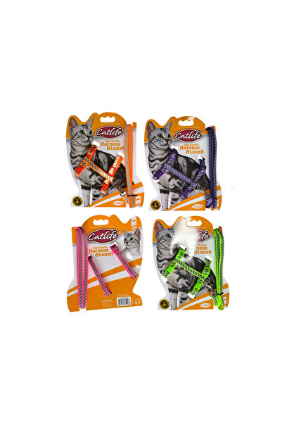 BilfolD طوق صدر للقطط من كاتلايف مع شريط مضيء + حبل للمشي