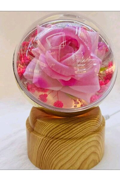OEM Valentine's Day: Red rose globe with light made of foam roses, in a box