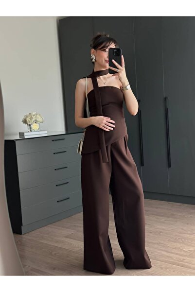 Tugen Co Asymmetric Cut Strapless Back Lace-Up Suit