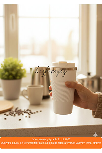 Hızlı Çeyiz 304 Pazlanmaz Çelik 500 Ml Kaydırmaz Lastikli Termos Bardak Mug A...