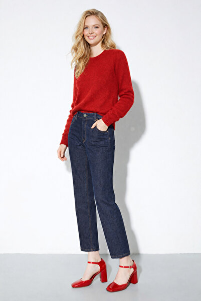 ozze butik Women's Blue Straight Leg Jeans