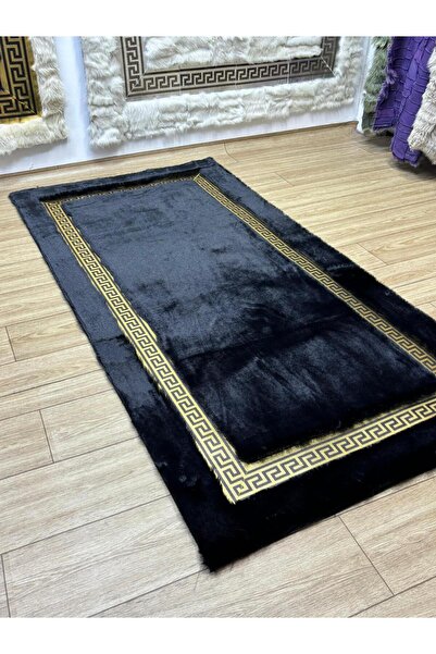 Volas Gold Bordürlü Siyah Peluş Halı