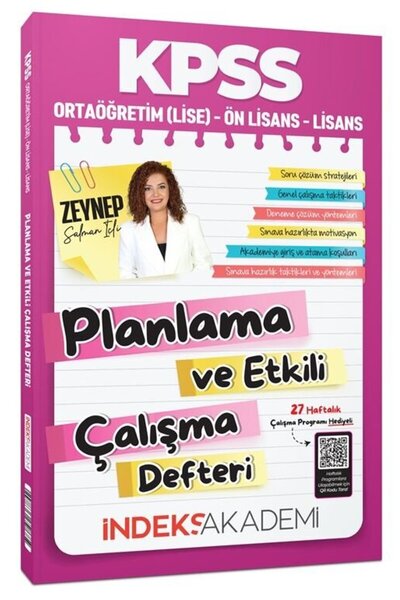 İndeks Akademi 2026 KPSS Planlama ve Etkili Çalışma Defteri - Zeynep Salman İ...