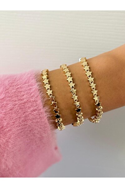 Ceso Accesories 14 K Altın Kaplama Minimal Yıldız Sıralı Bileklik