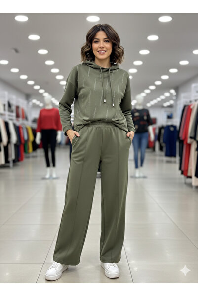 Elif Artar Women's Stone Detailed Two-Piece Suit Tunic Pants – Stylish and Ca...