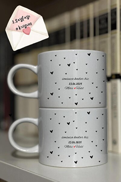 freyja design Sevgiliye Hediye 2li Kişiselleştirilebilir Porselen Çay/Kahve F...