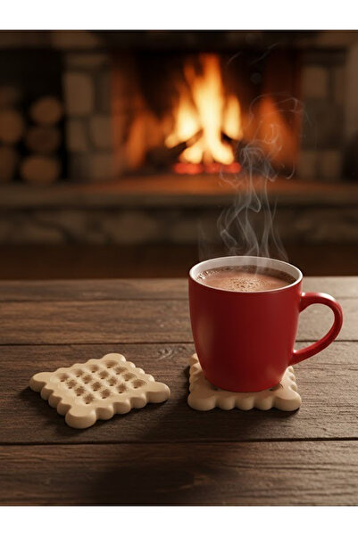 Goldesing 2-Piece Biscuit-Shaped Tea and Coffee Cup Coasters, Coffee Cup Coas...