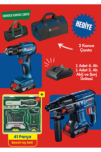 Bosch GSR 185 li Akülü Vidalama Şarjlı Matkap GBH 180 li Şarjlı Kırıcı Delici...