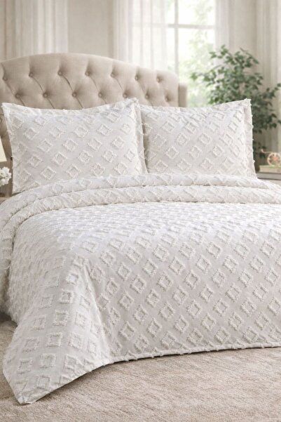 SYCAMORE HOME Chenille Textured Luxury Bedspread Set 240X260 cm – 2 Pillowcas...