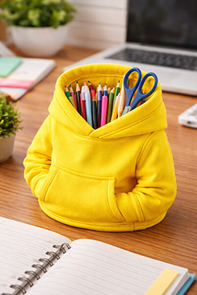 Üçüncü Boyut Baskı Dünyası حامل أقلام بتصميم هودي بغطاء رأس - منظم أقلام للمك...