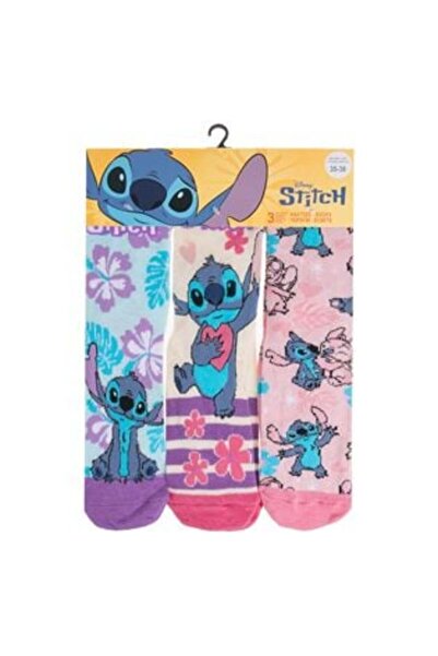 Tessari Winter Socks Pink Purple Blue with Stitch Pattern - 3 pairs