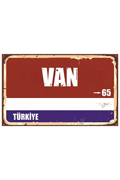 akatshop VAN 65 Retro Sokak Tabelası Dekoratif MDF Tablo | UV Baskı Ahşap 26x...