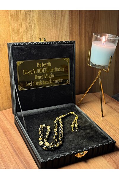 zikirmatik Kişiye özel sertifikalı altın parçacıklı kehribar tesbih