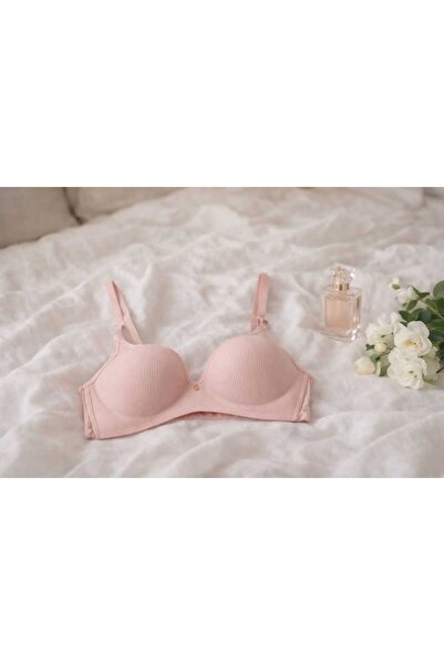 Butik Kadın Pudra Pembesi Rose Comfort Fitilli Desteksiz Balensiz Günlük Sütyen