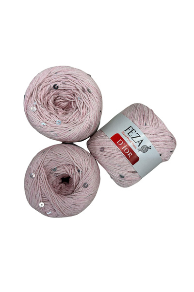 Feza Dior Pullu İnce Örgü İpi (2 Adet) – %75 Pamuk %25 PES, 100 g / 310 m, Şa...