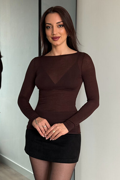 PATEVA Transparent Long Sleeve Blouse