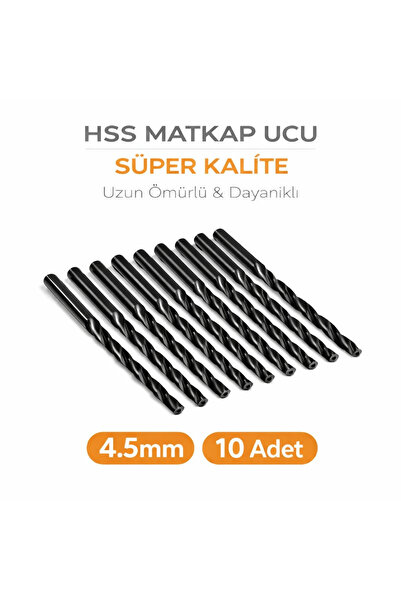 SENBANG HSS Matkap Ucu 4.5 mm – 10 Adet – Süper Kalite – Yüksek Hız Çeliği Me...
