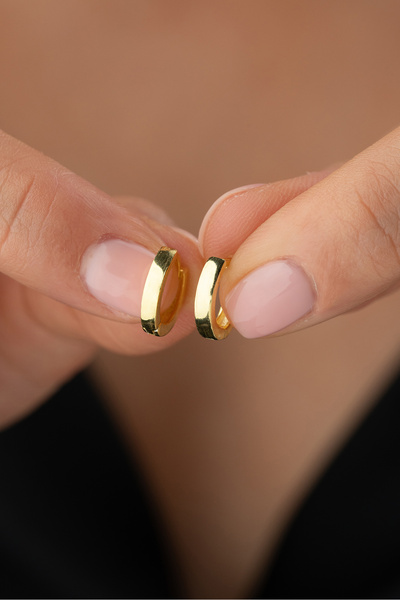 Silvano Jewelry 925 Ayar Altın Kaplama Taşsız Halka Çocuk Küpesi