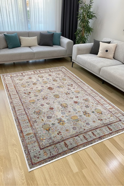CENTER AVM Renkli Halı Salon Halısı Makinede Yıkanabilir Halı Kaymaz Taban Halı
