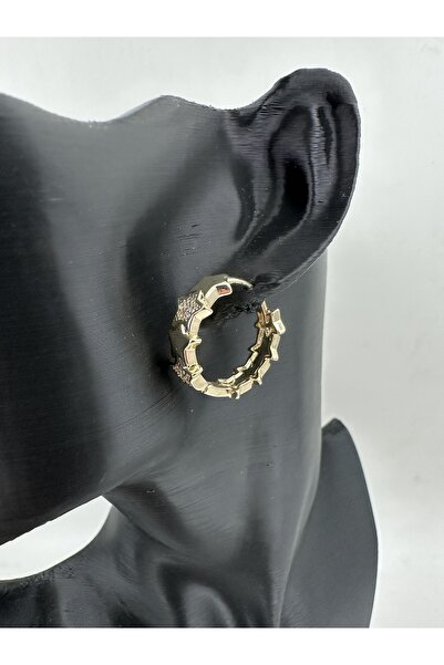 staınless steel Gold Renk Yıldız Detaylı Parçalı Halka Küpe