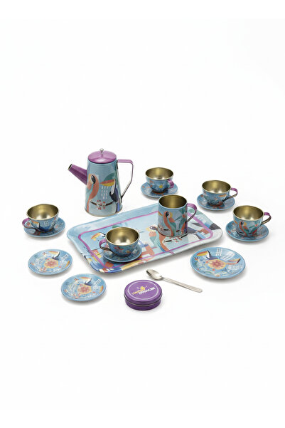 Canland Metal Çay & Kahve Oyuncak Seti | Valiz Tipi Taşıma Kutulu, Tepsili, R...