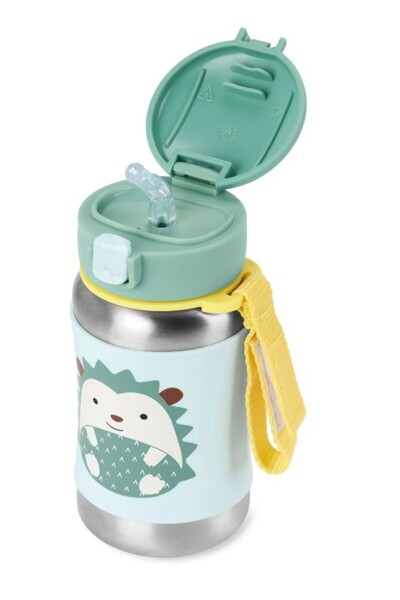NW NessiWorld Zoo Stainless Steel Water Bottle with Straw 350 ml Hedgehog