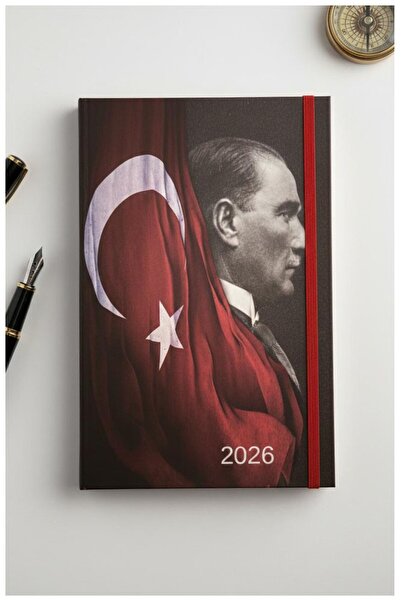 Artlantis Agendă zilnică Atatürk 2026 17x24 cm cu copertă elastică Atatürk Pl...