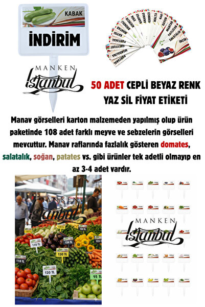 Manken İstanbul 50 de bucăți etichete de preț Yaz-Sil cu buzunare albe pentru...