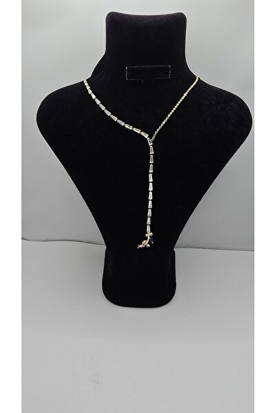 NO NAME Stainless Steel Tree Branch Themed Zircon Stone Y Model Necklace