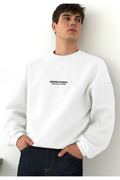 Arz giyim Oversized Sweatshirt Hoodie Ardende Studios White – Crew Neck, 3 Th...