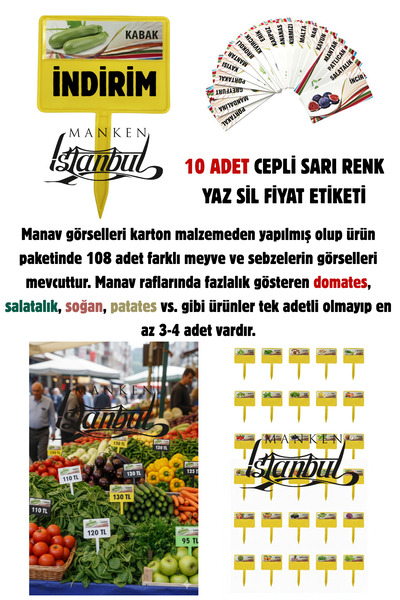 Manken İstanbul 10 τεμάχια ετικετών τιμών Yellow Cepli Yaz-Sil για Παντοπωλεί...