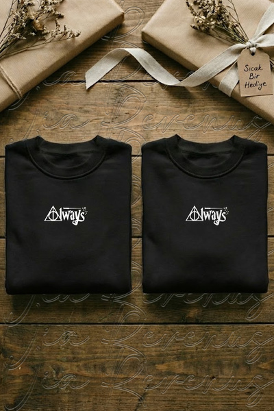 Vordevia Always Printed Unisex Oversized Crew Neck Sweatshirt Lover Couple Co...