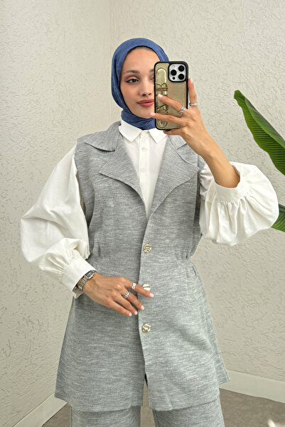 DPARİS Сиви плетени панталони с плисета