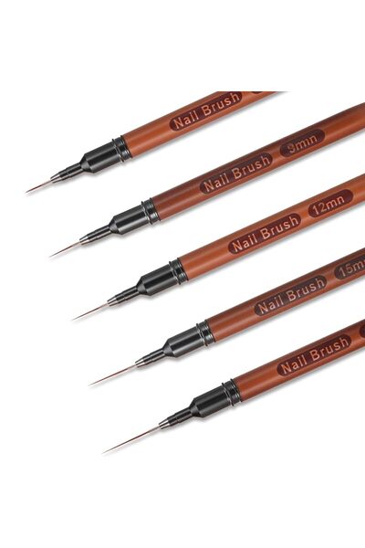 OEM Set of 5 Nail Painting Brushes for fine lines, thin details, sizes 6/9/12...