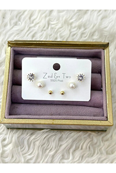 Evalia Takı 6'Lı Kadın İnci Silver Çelik Küpe Seti