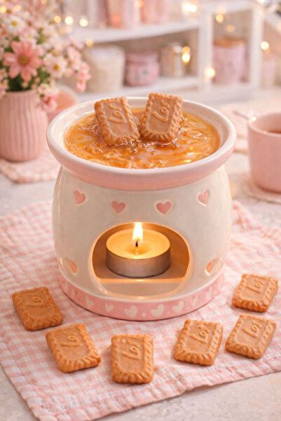 YAMYBEECANDLES Kahve Kokulu 8’Li Lotus Kurabiye Buhurdanlık Mum