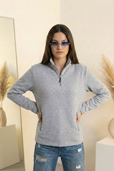 DKECCI Basic Half Zipper Turtleneck Sweatshirt Unisex