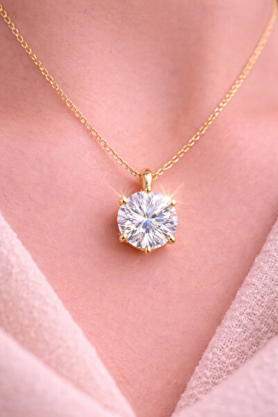 Laboratuvar Pırlantası Lp Garantili,kararmaz, 14 ayar altın kaplama 5 karat p...