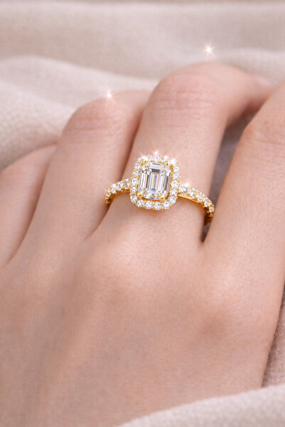 Laboratuvar Pırlantası Lp Garantili,kararmaz,14 ayar altın kaplama 1.50 karat...